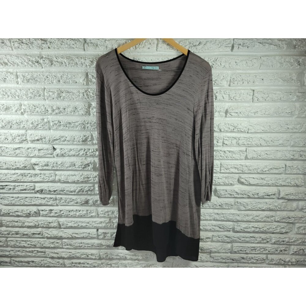 Maurices Womens Top Extra Large XL Tunic Ruched Sleeve Sheer Gray Heather GRA7E